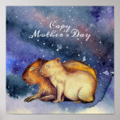Capy Moederdag Cute Capybara Baby & mam Custom Poster (Voorkant)