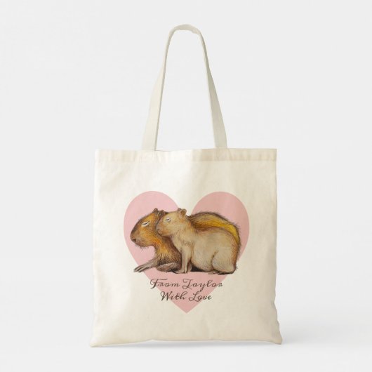 Capy Moederdag Cute Capybara Baby & mam Custom Tote Bag (Achterkant)