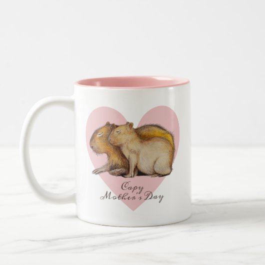 Capy Moederdag Cute Capybara Baby & mam Custom Tweekleurige Koffiemok (Links)