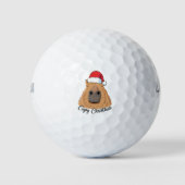 Capy of Huppy kerstCapybara Feestdagen Santa Golfballen (Voorkant)