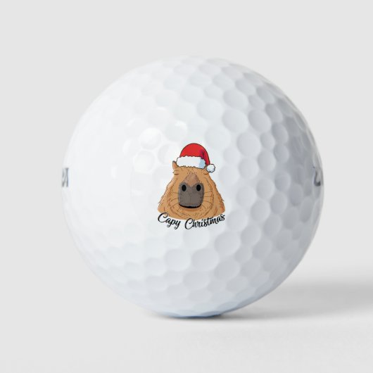 Capy of Huppy kerstCapybara Feestdagen Santa Golfballen (Voorkant)