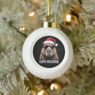 Capy Vakanties Kerstmis Capybara Kerstman Hoed Keramische Bal Ornament