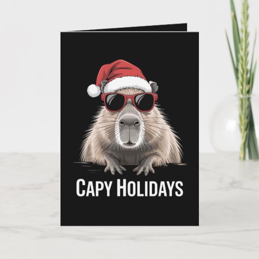 Capy Vakanties Kerstmis Capybara Kerstman Hoed Win Kaart (Voorkant)