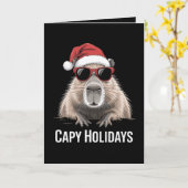 Capy Vakanties Kerstmis Capybara Kerstman Hoed Win Kaart (Gele Bloem)