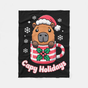 Capy Vakanties Schattige Capybara Kerstman Hoed Fleece Deken