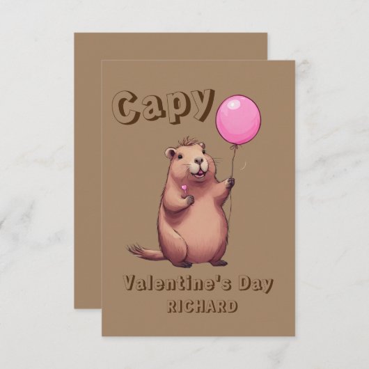 Capy Valentijnsdag Capybara Classroom Notitiekaartje (Voorkant / Achterkant)