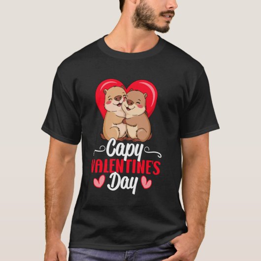 Capy Valentijnsdag Funny Capybara Lover Schattige T-shirt (Voorkant)