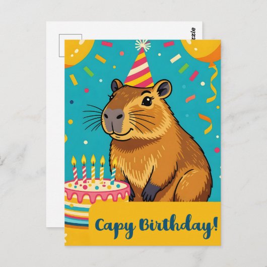 Capy Verjaardag Briefkaart (Voorkant / Achterkant)