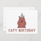 "CAPY VERJAARDAG" Capybara met feesthoed Briefkaart (Voorkant / Achterkant)