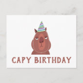 "CAPY VERJAARDAG" Capybara met feesthoed Briefkaart (Voorkant)