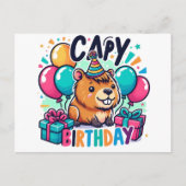 Capy Verjaardag – Cute Capybara Feest Design Briefkaart (Voorkant)