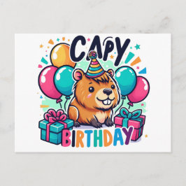Capy Verjaardag – Cute Capybara Feest Design Briefkaart