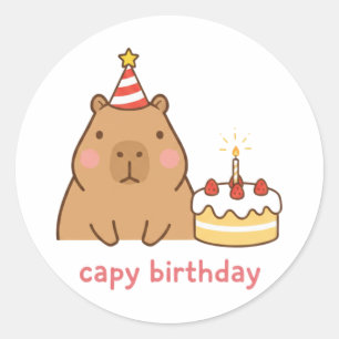 Capy Verjaardag Cute Capybara Feestje Ronde Sticker