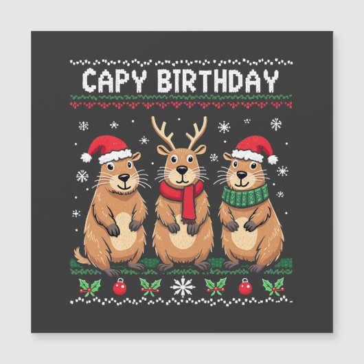Capy Verjaardag Lelijke Kerstmuts Capybara   (Voorkant)