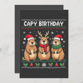 Capy Verjaardag Lelijke Kersttrui Capybara Kaart (Voorkant / Achterkant)