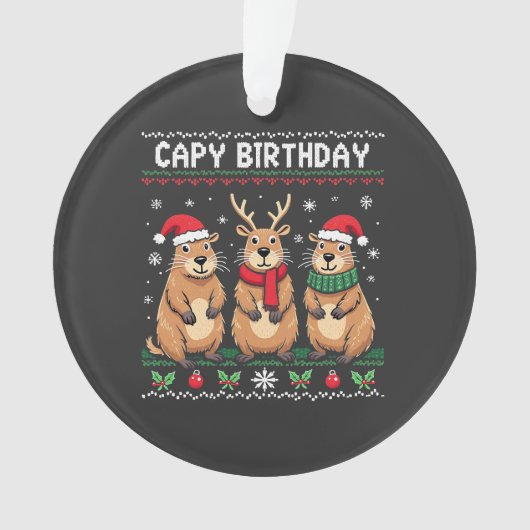 Capy verjaardag lelijke kersttrui Capybara   Ornament (voorkant)