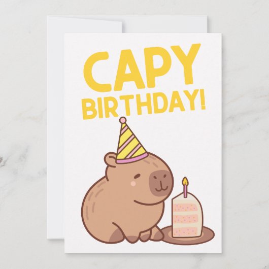 CAPY VERJAARDAG SCHATTIGE CAPYBARA PUN VERJAARDAG FEESTDAGENKAART (Voorkant)
