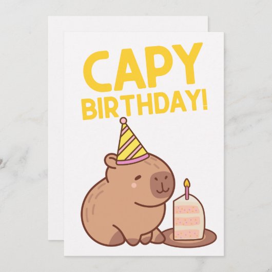 CAPY VERJAARDAG SCHATTIGE CAPYBARA PUN VERJAARDAG FEESTDAGENKAART (Voorkant / Achterkant)