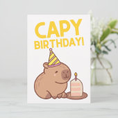 CAPY VERJAARDAG SCHATTIGE CAPYBARA PUN VERJAARDAG FEESTDAGENKAART (Staand voorkant)