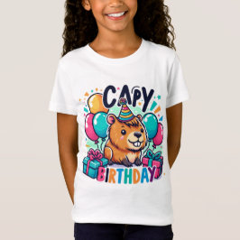 Capy Verjaardag Schattigee Floral Capybara Party T-shirt