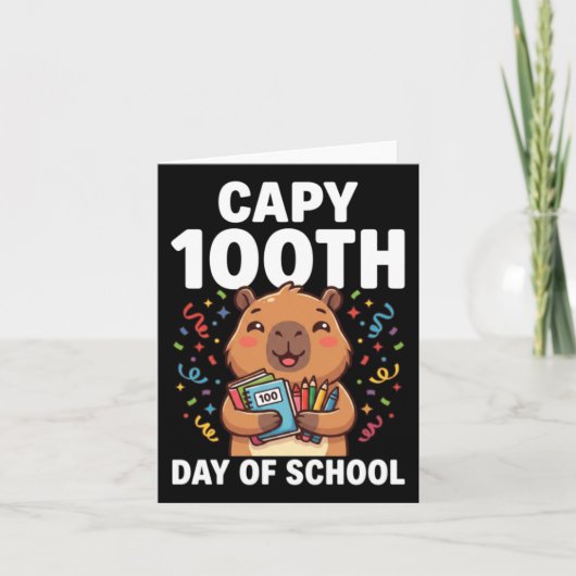 Capybara 100ste dag van school Schattige capy dier Kaart (Voorkant)