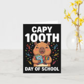 Capybara 100ste dag van school Schattige capy dier Kaart (Gele Bloem)