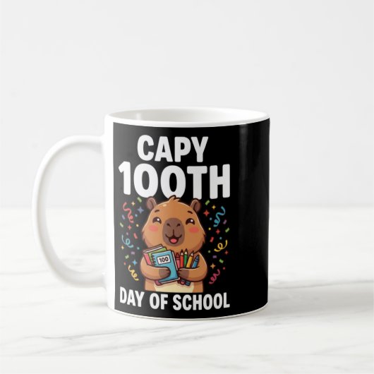 Capybara 100ste dag van school Schattige capy dier Koffiemok (Links)