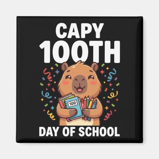 Capybara 100ste dag van school Schattige capy dier Magneet (Voorkant)