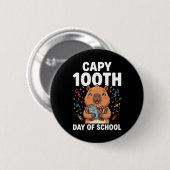 Capybara 100ste dag van school Schattige capy dier Ronde Button 5,7 Cm (Voorkant /achterkant)
