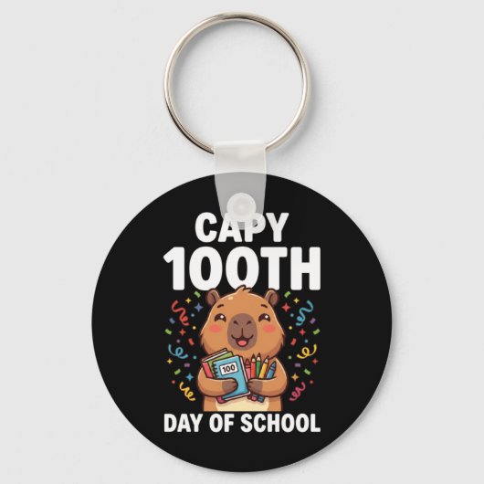 Capybara 100ste dag van school Schattige capy dier Sleutelhanger (Voorkant)
