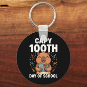 Capybara 100ste dag van school Schattige capy dier Sleutelhanger (Voorkant)