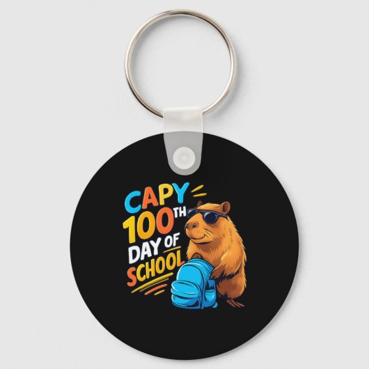 Capybara 100ste dag van school sleutelhanger (Voorkant)