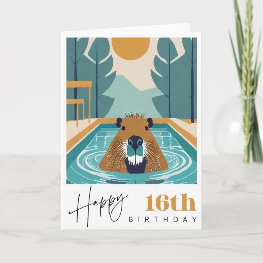 Capybara 16e verjaardag kaart (Voorkant)