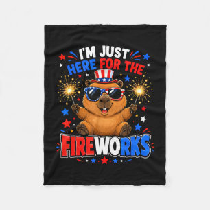 Capybara 4 juli ik ben hier voor het vuurwerk  fleece deken