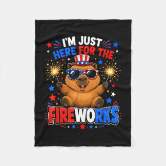 Capybara 4 juli ik ben hier voor het vuurwerk  fleece deken