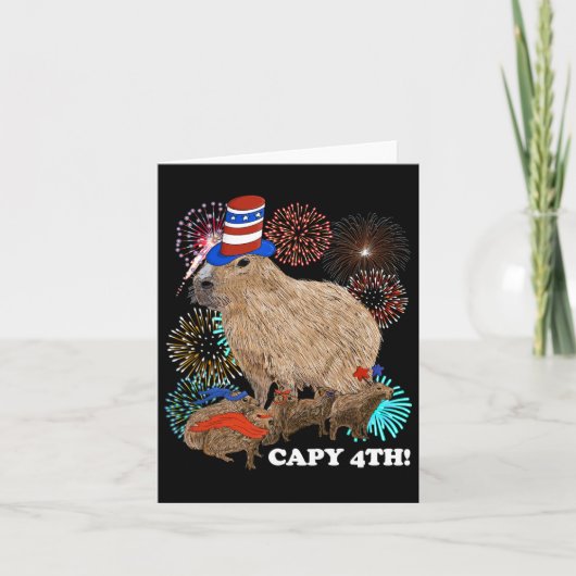 Capybara 4 juli patriottisch vuurwerk Capy vier Kaart (Voorkant)