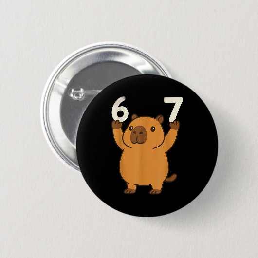 Capybara 67 Meme Six Seven Funny Ronde Button 5,7 Cm (Voorkant /achterkant)
