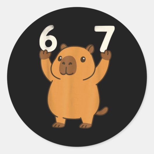 Capybara 67 Meme Six Seven Funny  Ronde Sticker (Voorkant)