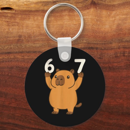 Capybara 67 Meme Six Seven Funny  Sleutelhanger (Voorkant)