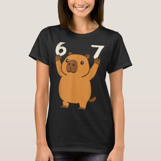 Capybara 67 Meme Six Seven Funny  T-shirt (Voorkant)