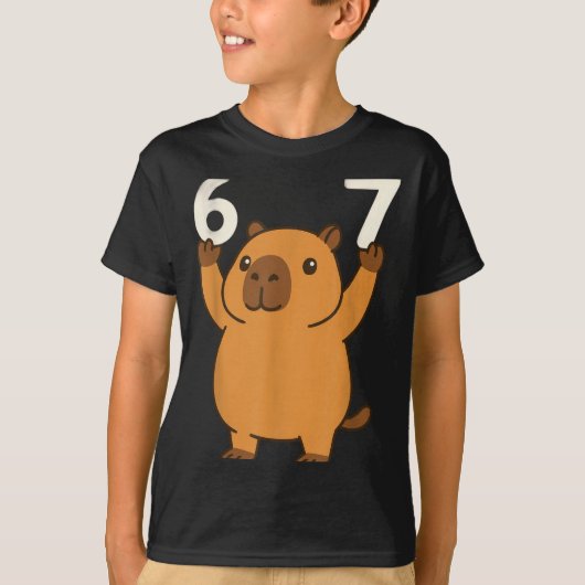Capybara 67 Meme Six Seven Funny  T-shirt (Voorkant)