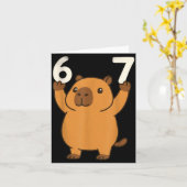 Capybara 67 Meme Zes Zeven Grappig Kaart (Gele Bloem)