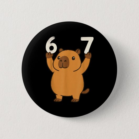 Capybara 67 Meme Zes Zeven Grappig  Ronde Button 5,7 Cm (Voorkant)