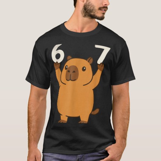 Capybara 67 Meme Zes Zeven Grappig T-shirt (Voorkant)