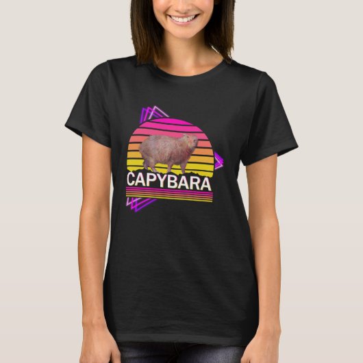 Capybara 80s retro vibe man vrouwen capybara t-shirt (Voorkant)