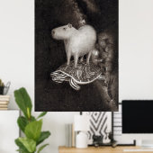 Capybara and terrapin flying through space poster (Thuiskantoor)