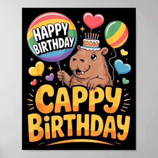 Capybara Animal Lover Fun Cappy Birthday Party Sup Poster (Voorkant)