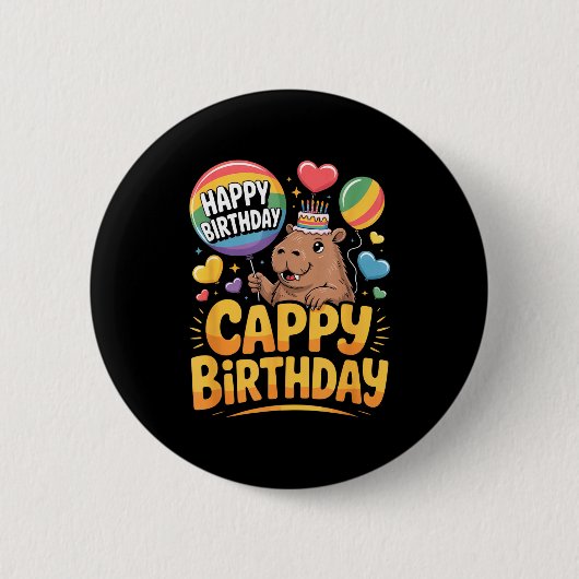 Capybara Animal Lover Fun Cappy Birthday Party Sup Ronde Button 5,7 Cm (Voorkant)