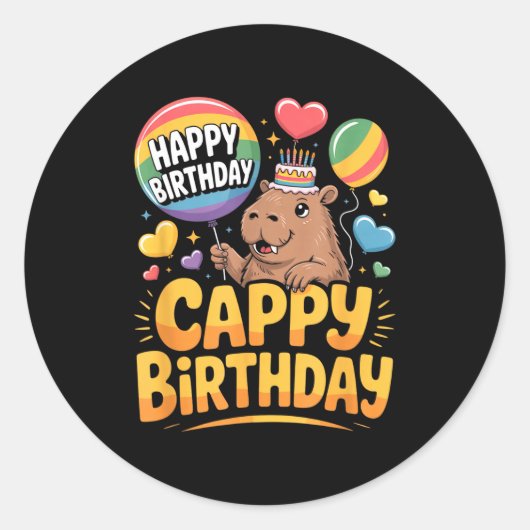 Capybara Animal Lover Fun Cappy Birthday Party Sup Ronde Sticker (Voorkant)