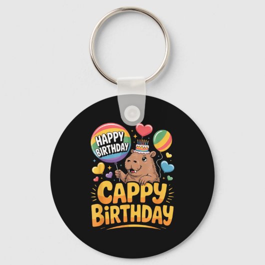 Capybara Animal Lover Fun Cappy Birthday Party Sup Sleutelhanger (Voorkant)